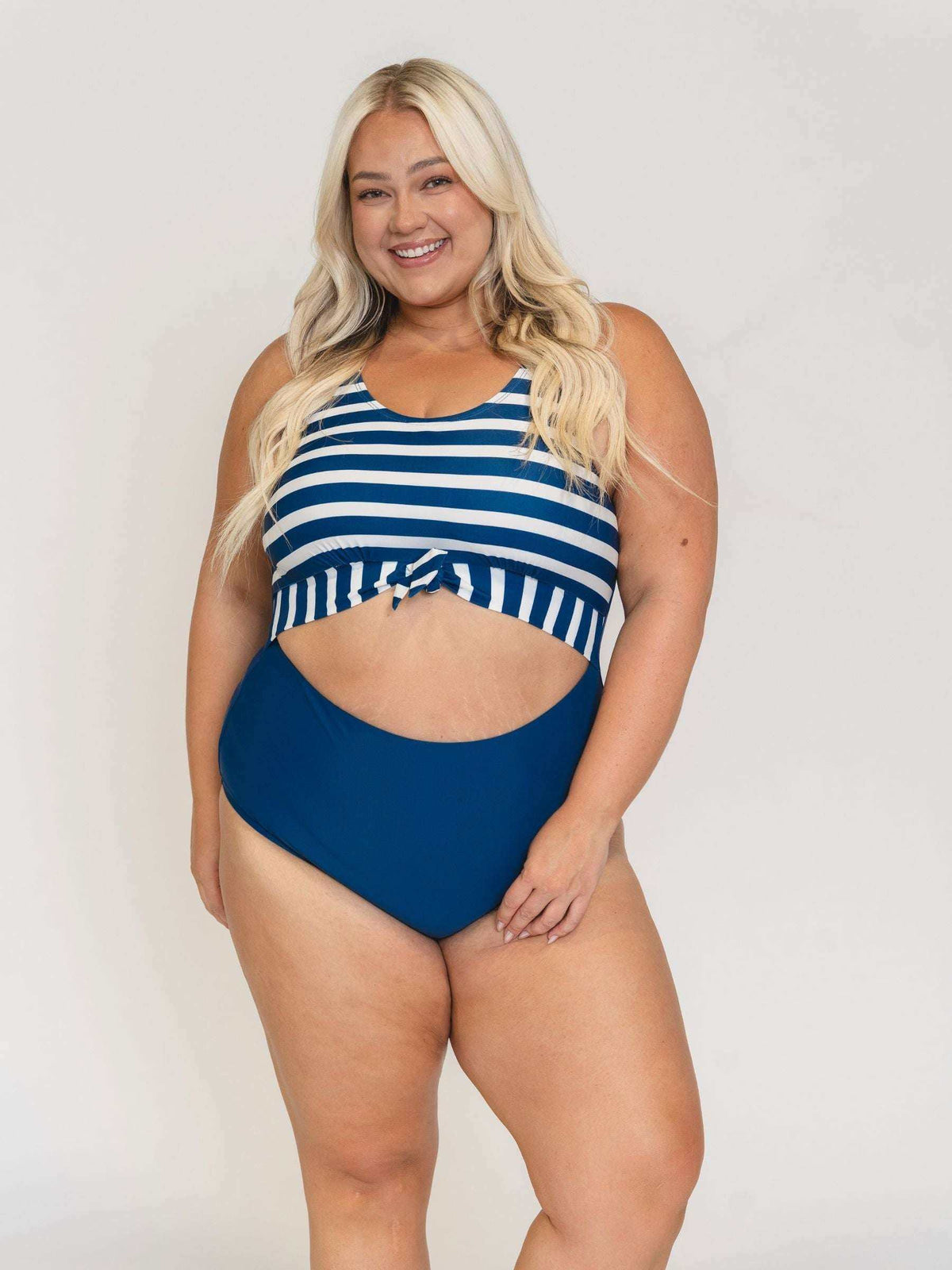 Navy Stripe Knotted One-Piece