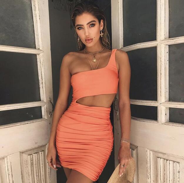 Slim fit one-shoulder cutout mini dress