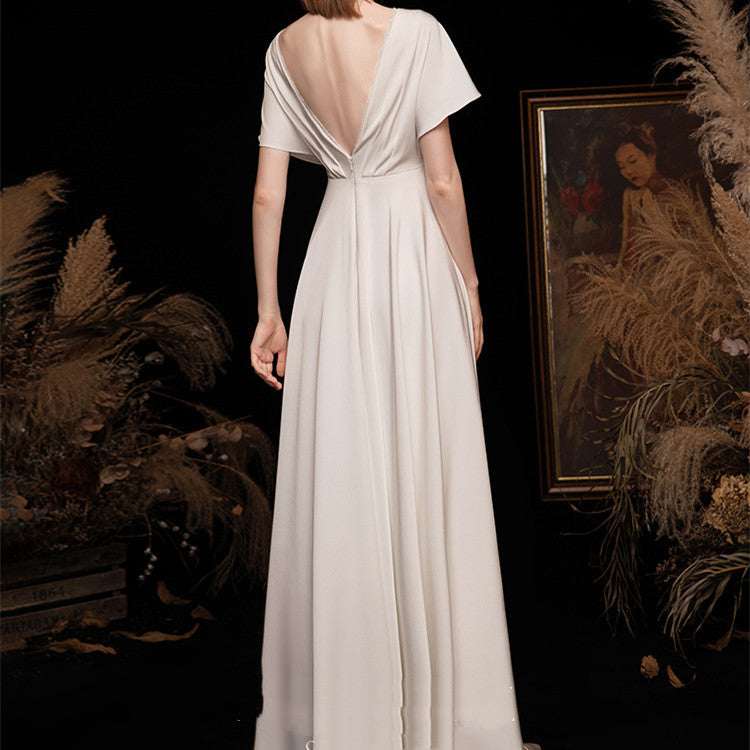 White satin premium bridal dress - elegant evening gown