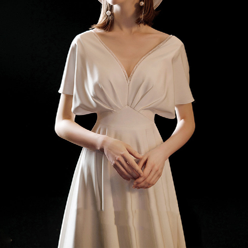 White satin premium bridal dress - elegant evening gown
