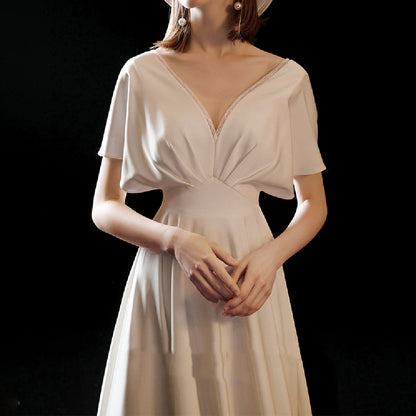 White satin premium bridal dress - elegant evening gown