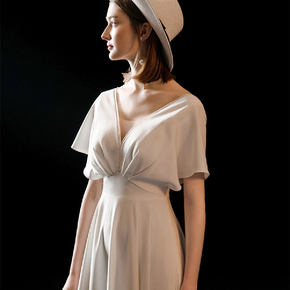 White satin premium bridal dress - elegant evening gown