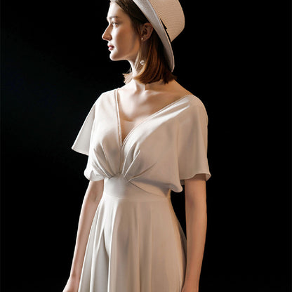 White satin premium bridal dress - elegant evening gown