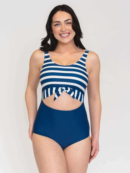 Navy Stripe Knotted One-Piece