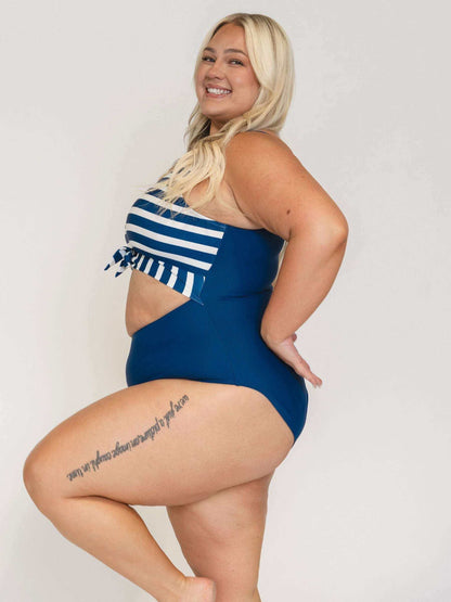 Navy Stripe Knotted One-Piece