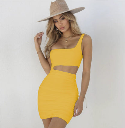 Slim fit one-shoulder cutout mini dress
