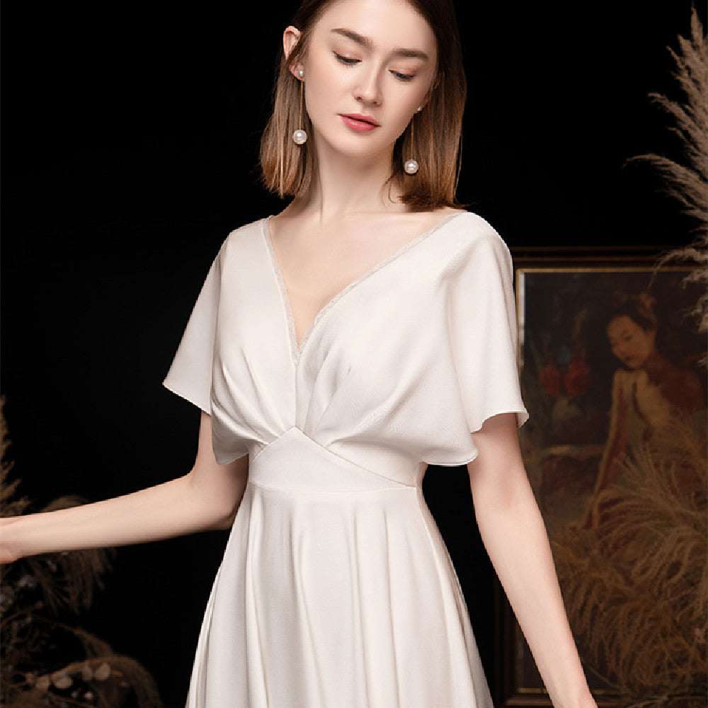 White satin premium bridal dress - elegant evening gown